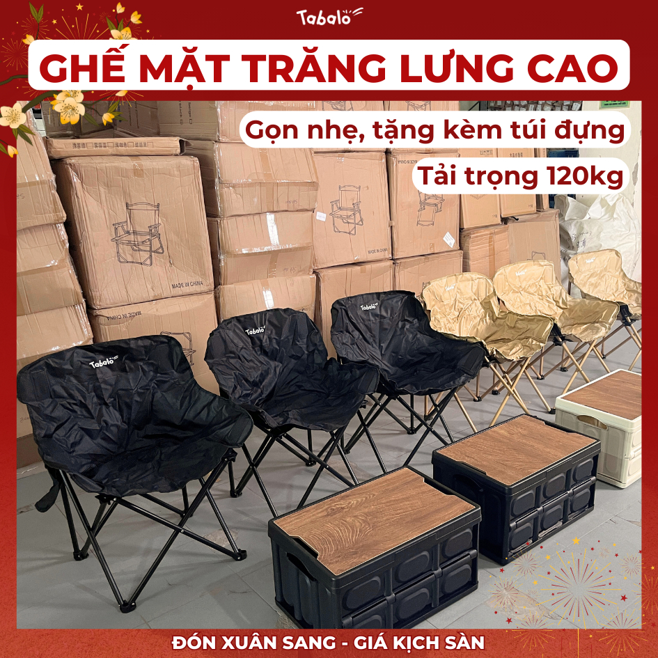 Ghế Mặt Trăng Xếp Gọn Chính Hãng Tabalo, Ghế Gấp Gọn Đa Năng Camping Thư Giãn Cực Chill Có Túi Đựng