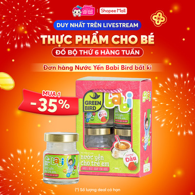 Lốc Green Bird - Babi Nước Yến Cho Trẻ Em Hương Dâu - (4 hũx72gr)