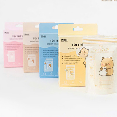 Túi Trữ Sữa Molli Cho Mẹ Sau Sinh, 30PCS/Hộp KidAndMom,Khóa Zip Đôi ung Tích100ML /150ML/200ML/250ML