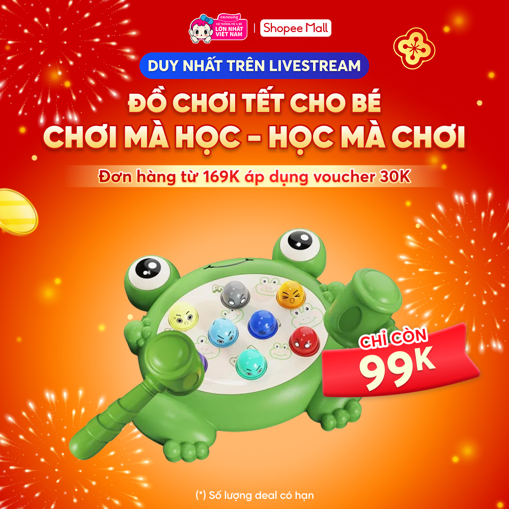 Bộ hình ếch con đập thú có nhạc HW24030610 C404 (Xanh lá)