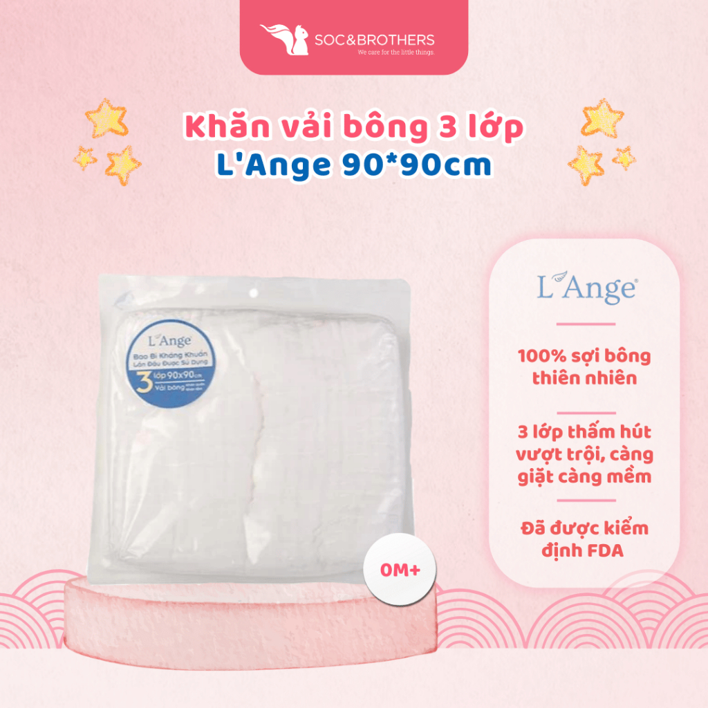 L’Ange Khăn vải bông 3 lớp 90x90cm (set 2 cái)  - socandbrothers