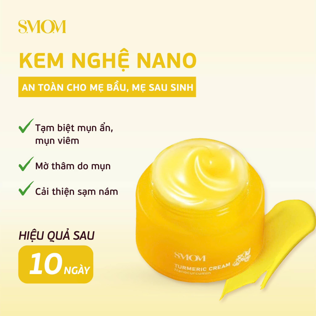 (Kèm Quà) Kem Nghệ Mặt Sáng Da Smom Ngừa Mụn Dưỡng Trắng Mờ Thâm Sạm Nám An Toàn Cho Mọi Loại Da