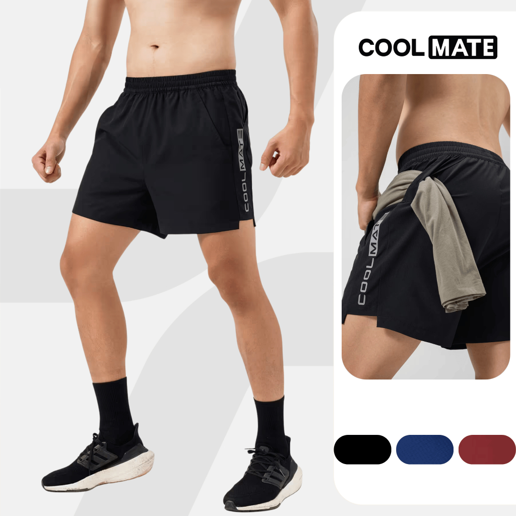 Quần Short nam thể thao Gym 5" Essentials co giãn, thấm hút, nhanh khô Coolmate