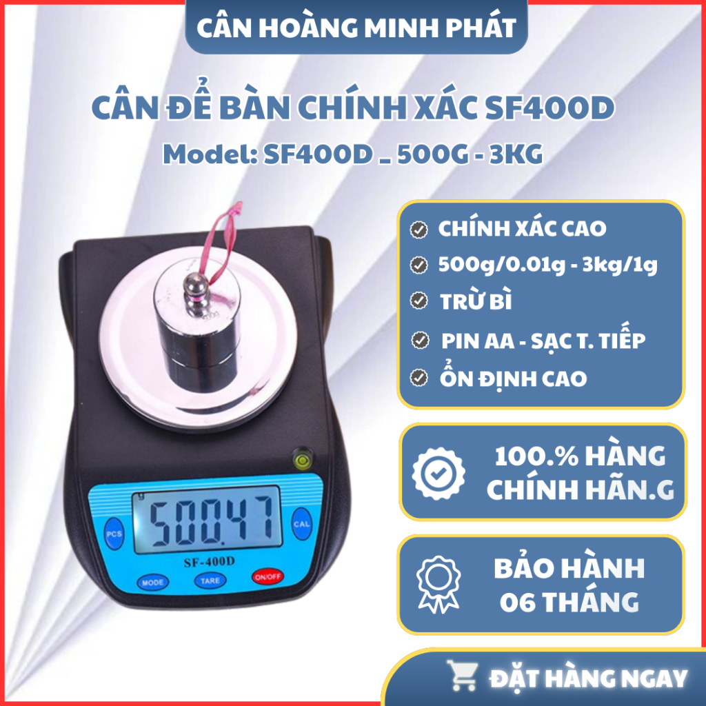 Cân Điện Tử SF400D 500g–3kg – Cân Tiểu Ly Chính Xác Cao 0.01g/0.1g