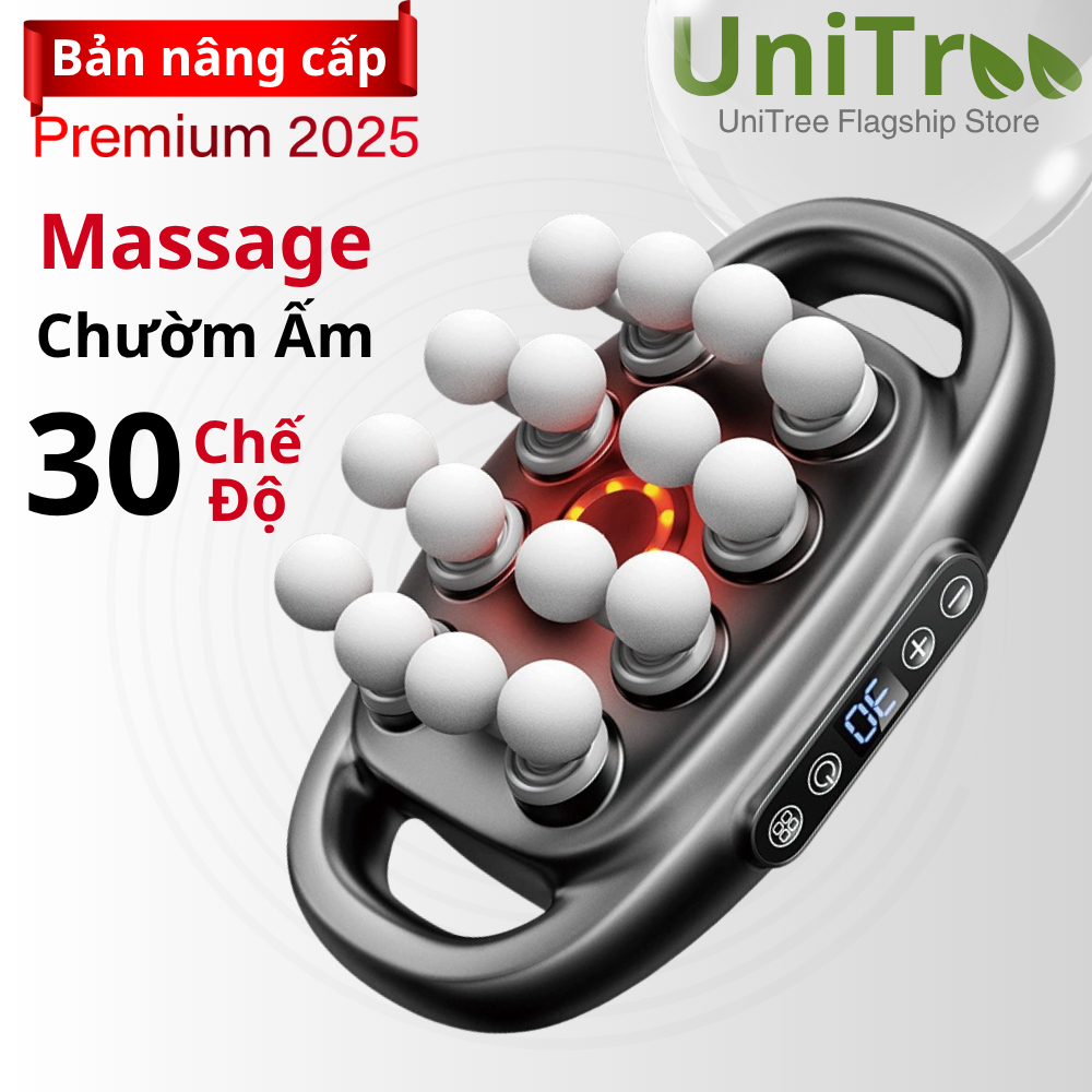 Máy Massage Cầm Tay 16 Đầu Đa Năng - 18 Chế Độ Đấm Chuyên Sâu, Giảm Đau Mỏi Vai Gáy, Lưng, Toàn Thân - Pin Sạc 2000mAh