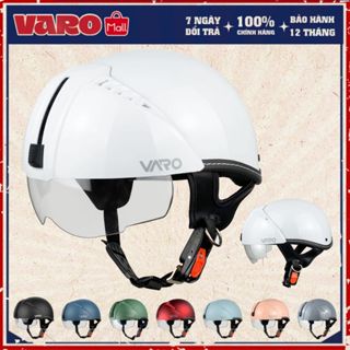 Mũ Bảo Hiểm Nửa Đầu Varo Kính Âm An Toàn Gọn Nhẹ - Nón Bảo Hiểm Có Kính Đi Mưa - Bảo Hành 12 Tháng