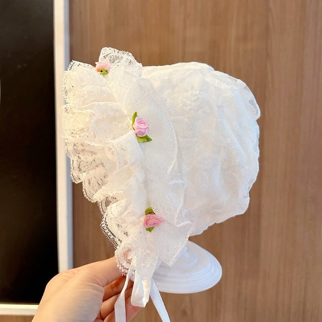Sulie-Mũ ren viền bèo hoa hồng MU327 cho bé gái xinh yêu
