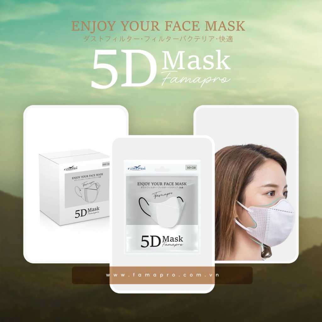 [Combo 1 thùng 100C 5d ] khẩu trang  3 lớp 5d mask Famapro