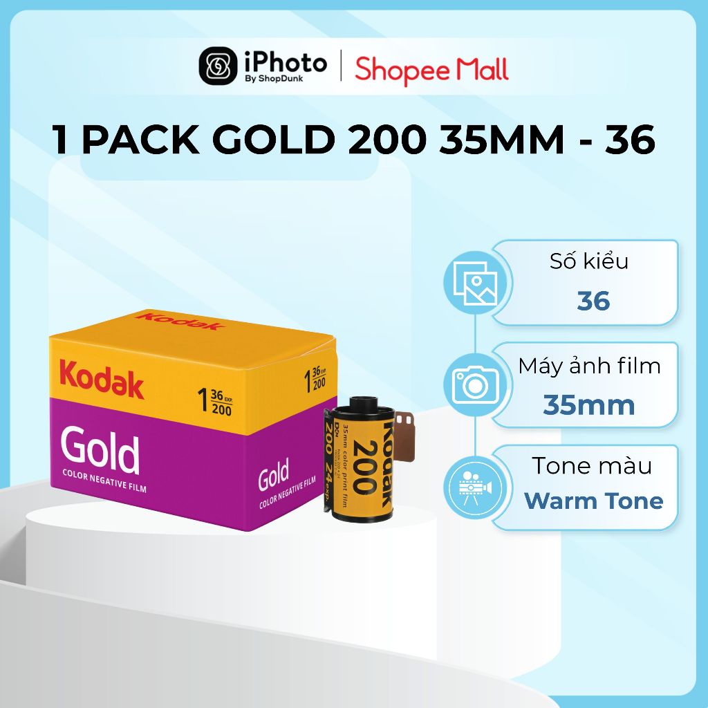 Cuộn Phim Kodak Gold GB Film 200 135 36 Exp - Pack of 3 pcs, IOS 200, Số Ảnh 36
