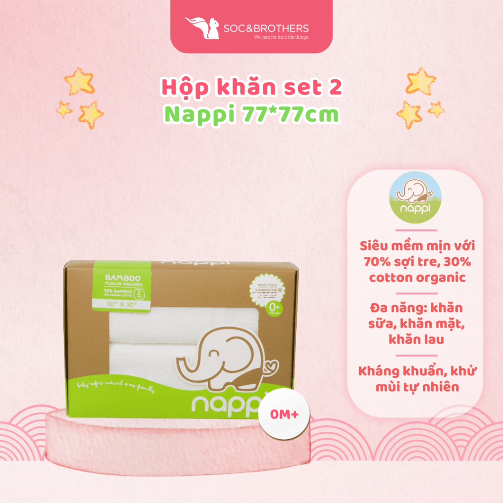 Hộp khăn set 2 các màu Nappi 77*77 cm