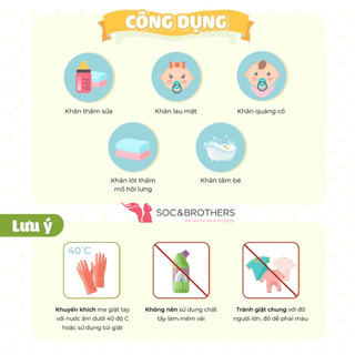 Khăn Sữa Sợi Tre Nappi Organic Cao Cấp Mềm Mịn Cho Bé KT 30x30cm (Hộp 6 Chiếc) - Soc&Brothers