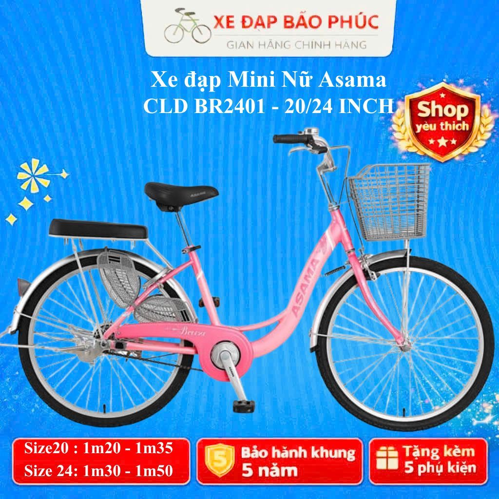 Xe đạp nữ ASAMA Breeze CLD - BR2402 size 24 inch (Tặng đèn + lục giác) khung thép chắc chắn