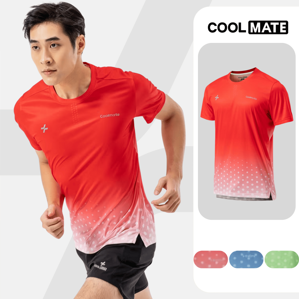 Áo Thun Chạy Bộ Graphic Dot thoáng khí dễ dàng vận động, áo đỏ Việt Nam Coolmate