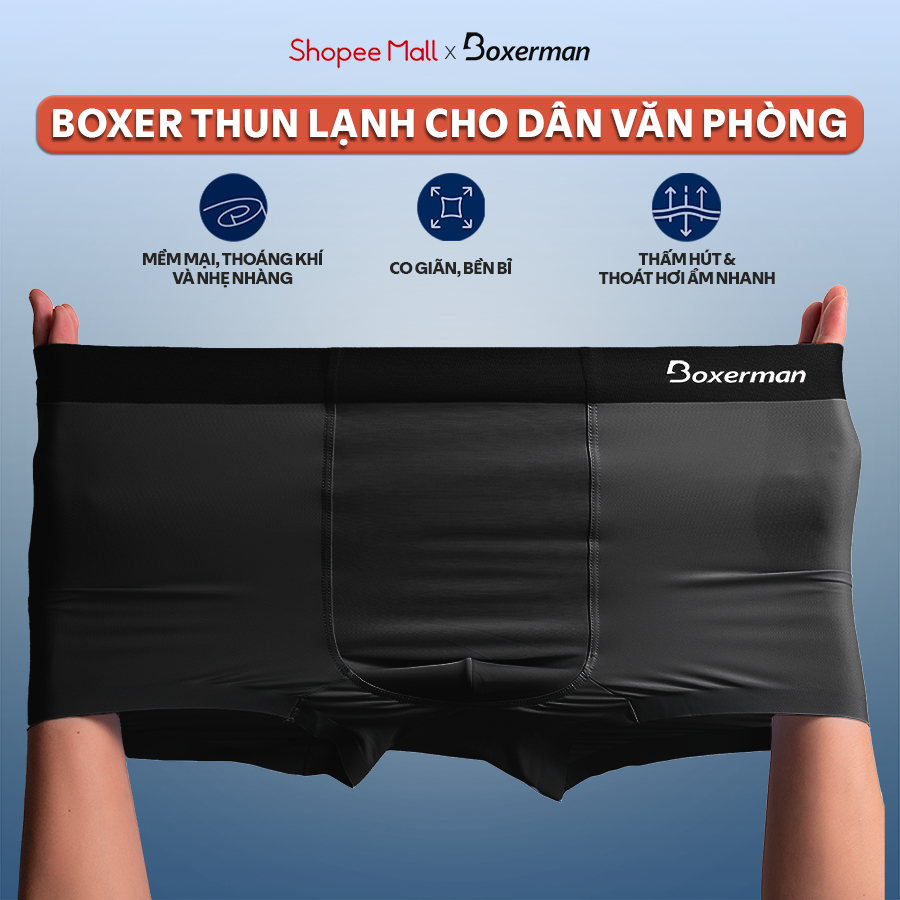 Combo 3 Quần lót nam Profit BOXERMAN, Quần boxer nam thun lạnh, thoáng khí, kháng khuẩn, khử mùi