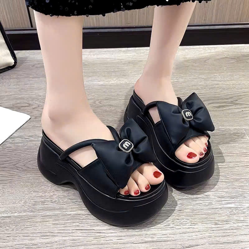 Dép bánh mì đế lượng nơ cao 7p