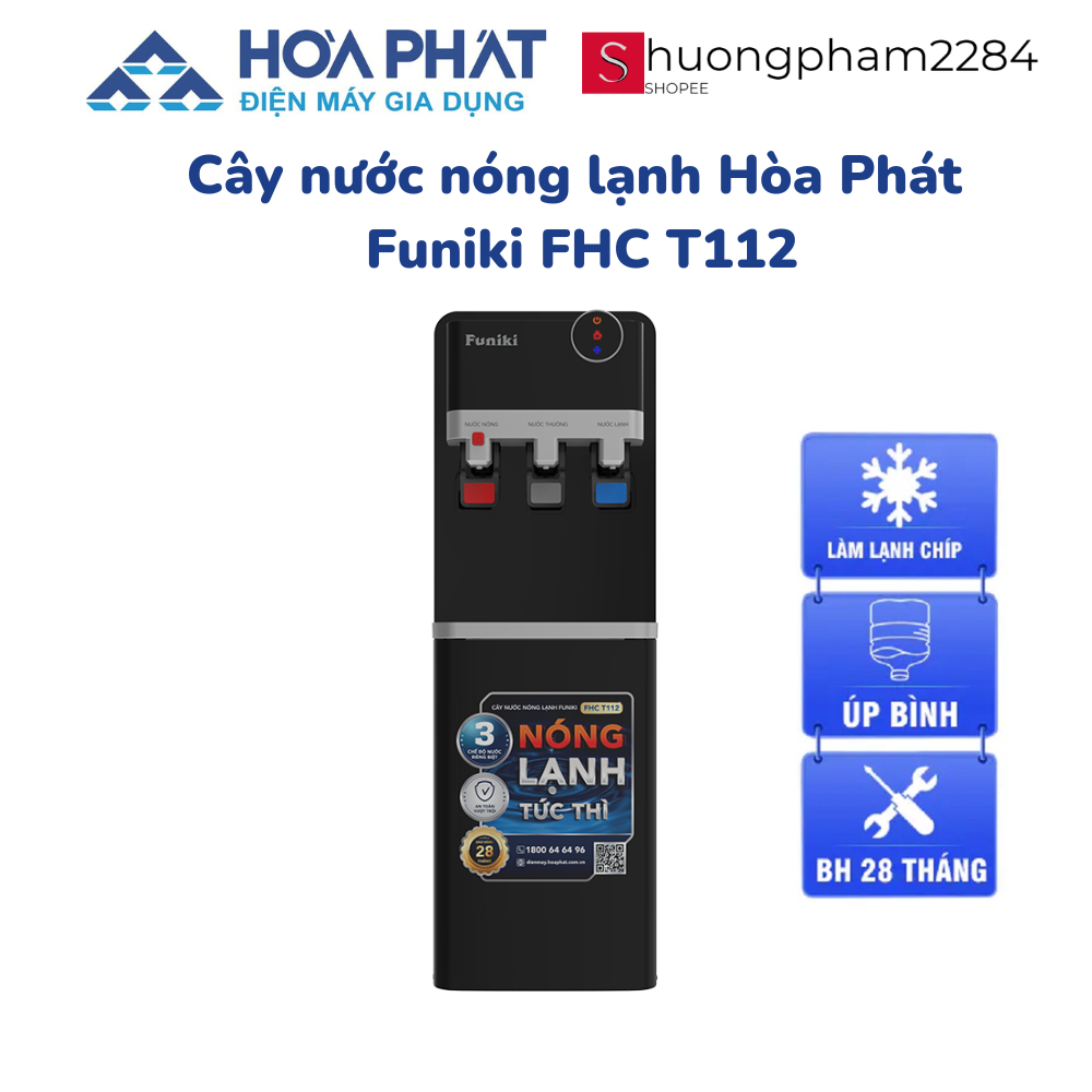 Cây nước nóng lạnh úp bình Hòa Phát Funiki FHC T112 màu đen (mã thay thế HTL223) - 3 vòi riêng biệt 