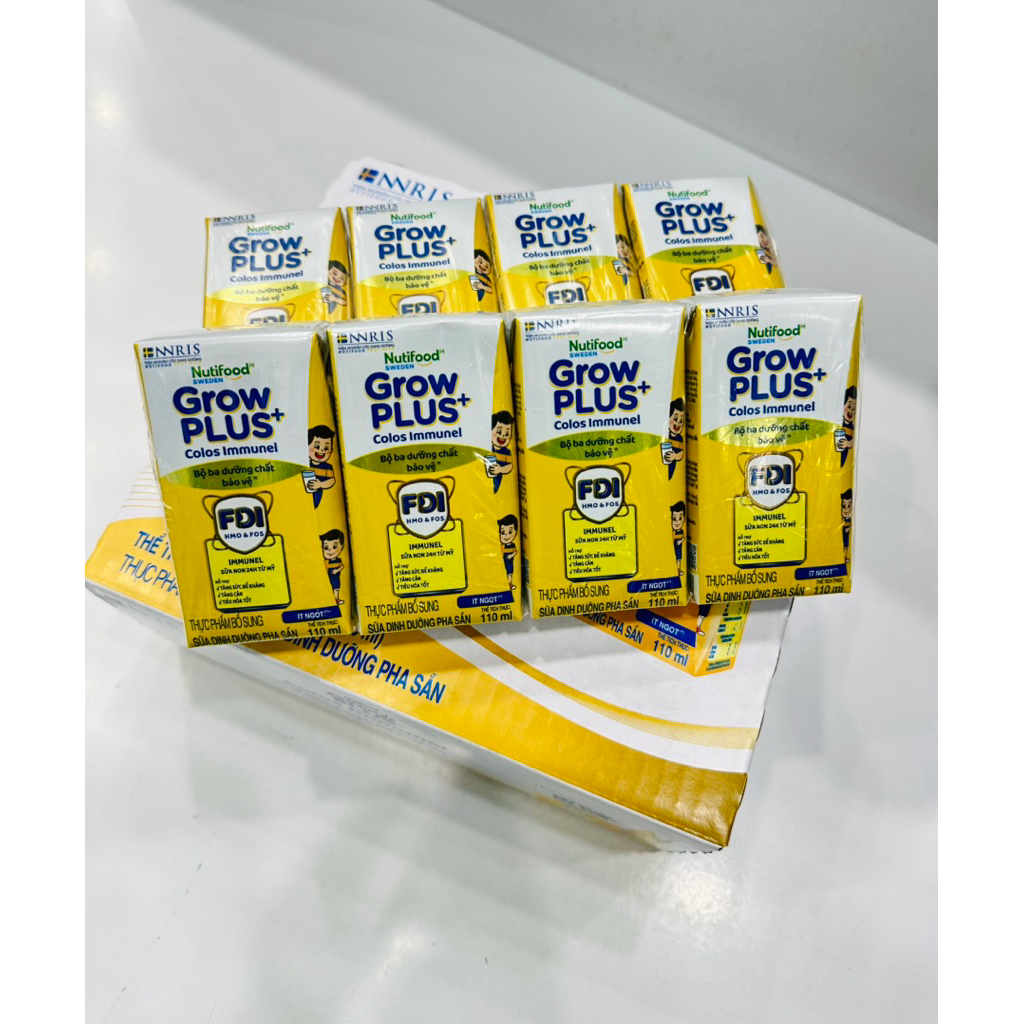 [ 1 Thùng 24 Hộp 110ml ] Sữa Pha Sẵn Nutifood Growplus+ Colos Immunel Hộp 110ml