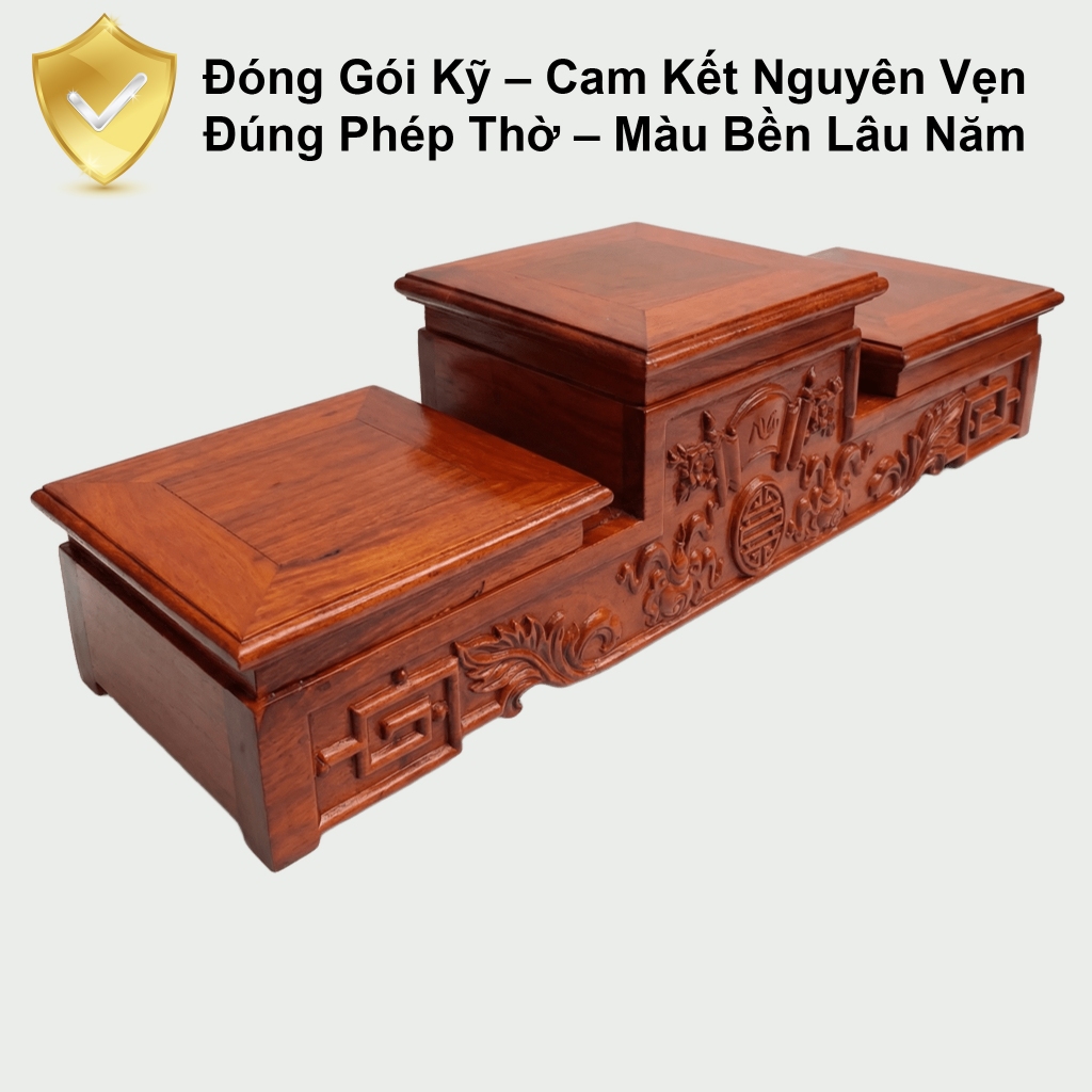Tam Sơn Thờ Màu Tối - Bục Tam Cấp Để Kê Bát Hương - Tam Sơn Gỗ Hương Cao Cấp