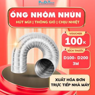 Ống nhôm nhún PRO ống gió hút khói bếp nướng ống hút máy sấy hút mùi ống sun bạc 3m/ống
