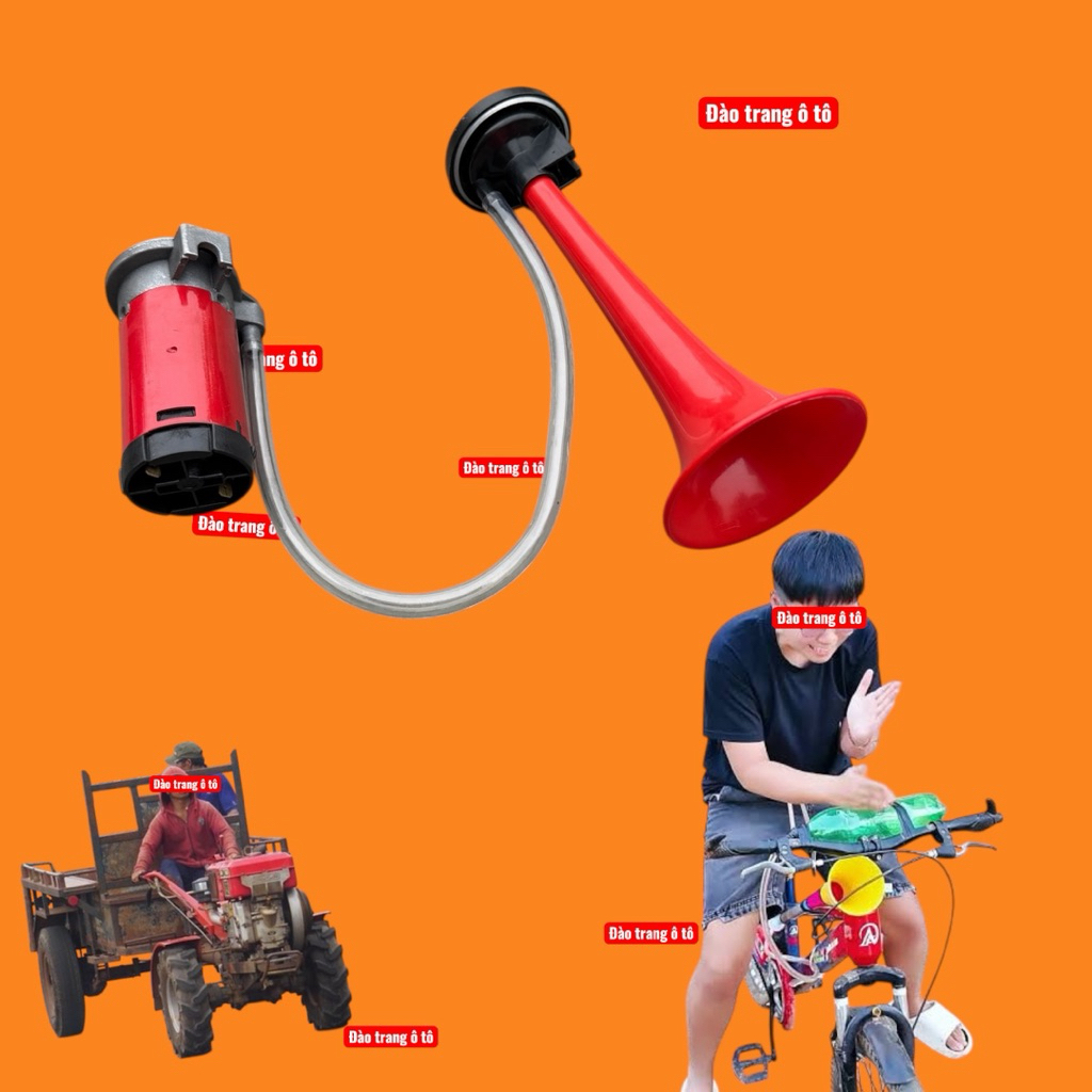 Còi sinh hơi 1 loa cho xe ô tô xe đạp 12v 24v còi điện âm to  còi hơi xe tải xe con đỏ nhựa