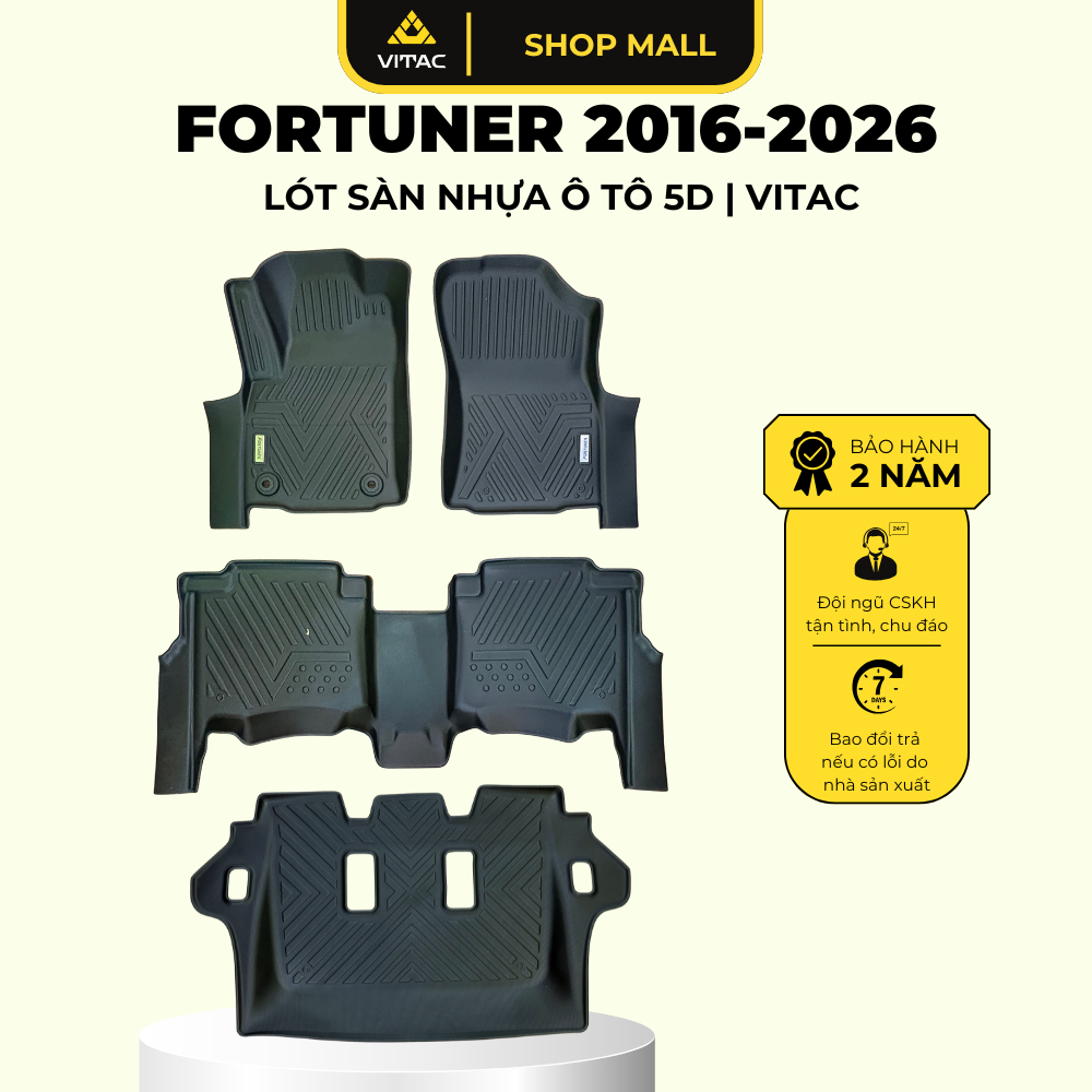 Thảm sàn nhựa đúc Vitac dành cho xe ô tô Toyota Fortuner (2016 - 2026)