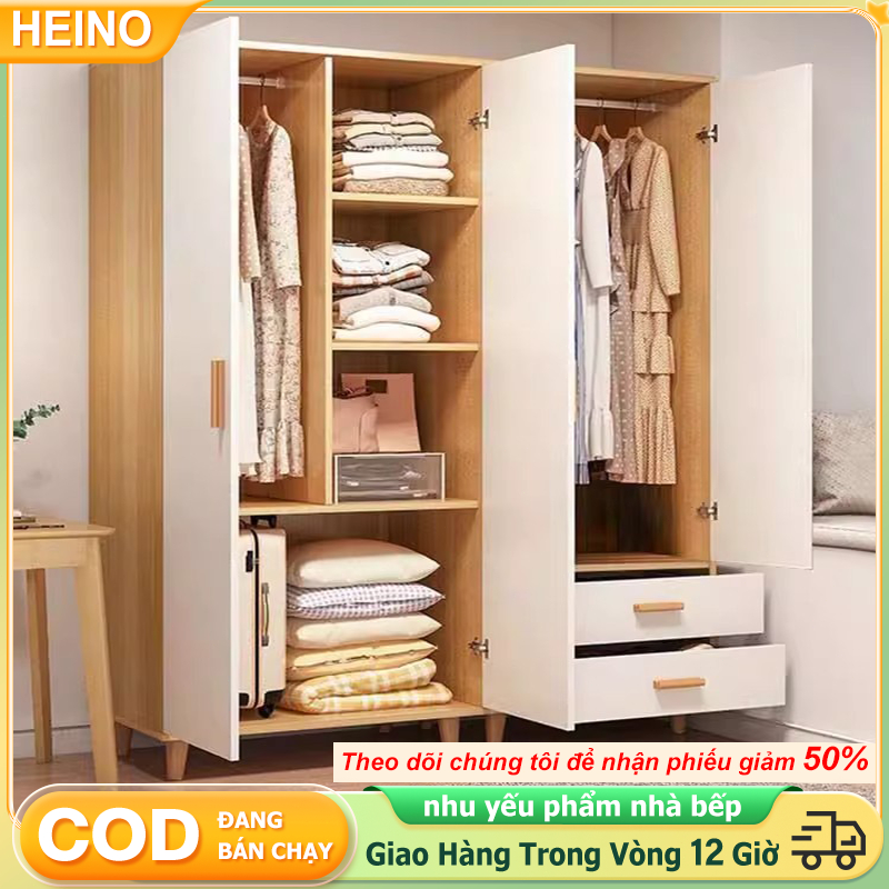 HEINO Tủ quần áo gỗ 2 cánh phong cách Nordic Tủ Người Gỗ MDF Đa Năng Lớn Gỗ Chống Ẩm Cao Cấp | BigBuy360 - bigbuy360.vn