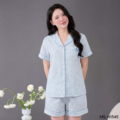 Bộ đồ ngủ nữ Pijama đũi mặc nhà VINGO/VINGORIA tay ngắn mùa hè H1545, H1546, H1547, H1578