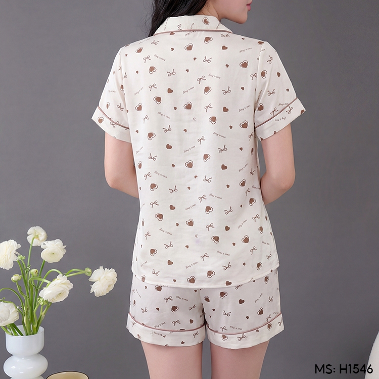 Bộ đồ ngủ nữ Pijama đũi mặc nhà VINGO/VINGORIA tay ngắn mùa hè H1545, H1546, H1547, H1578
