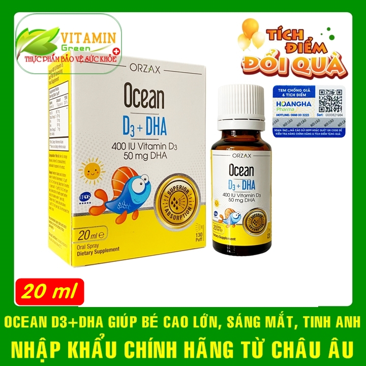 OCEAN D3 DHA bổ sung Vitamin D3 - DHA cho bé cao khỏe tinh anh | Nhập khẩu chính hãng Châu Âu