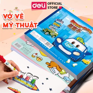 Vở Vẽ Học Sinh Tập Tô Màu Cho Bé A4/B5 Deli - Sổ Tô Màu Sổ Vẽ học sinh Giấy Dày Mịn Hạn Chế Lem Màu Chất Liệu An Toàn