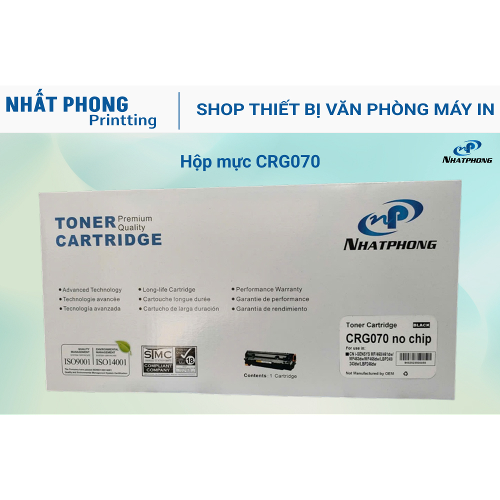 Hộp mực in CRG 070 Canon LBP246dw/ 247DW/ MF465DW/ MF469DW/ Canon MF462dw/ MF463DW- No chip