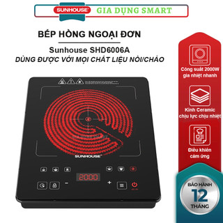 Bếp hồng ngoại cảm ứng Sunhouse SHD6006A tặng nồi inox - Bảo hành 12 tháng