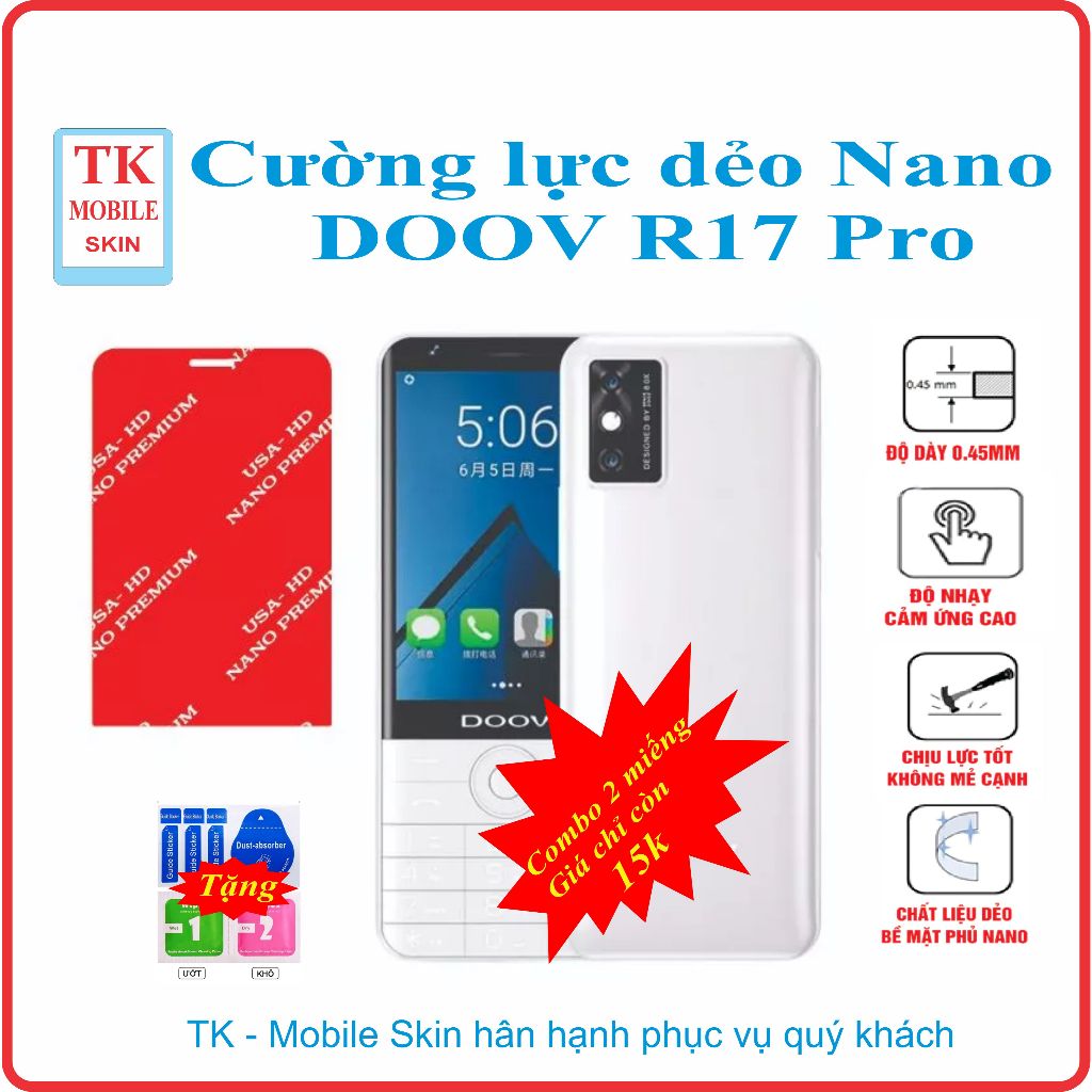 Cường lực dẻo bảo vệ màn hình điện thoại Doov R17 Pro