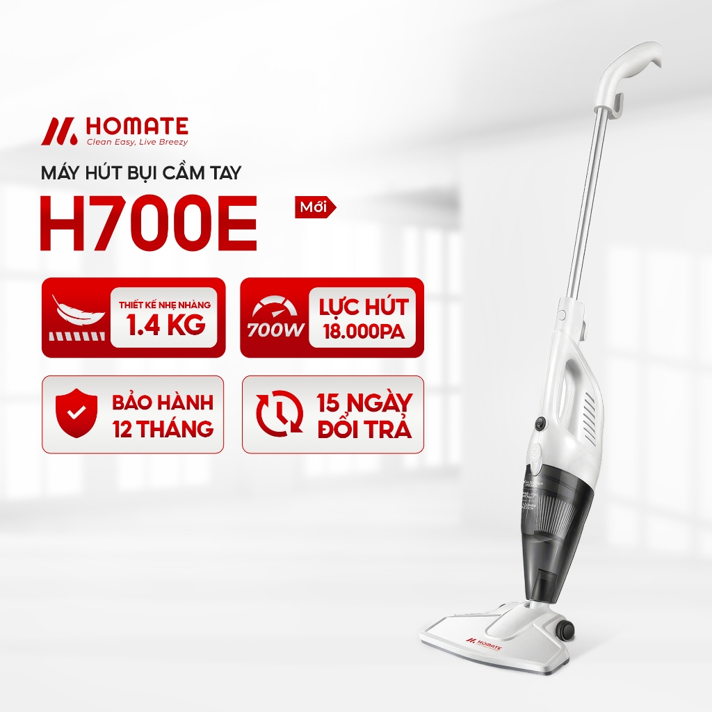 [Chính hãng] Máy Hút Bụi Gia Đình Có Dây HOMATE H700E, Công Suất 700W, 18.000Pa, Nhiều Đầu Hút