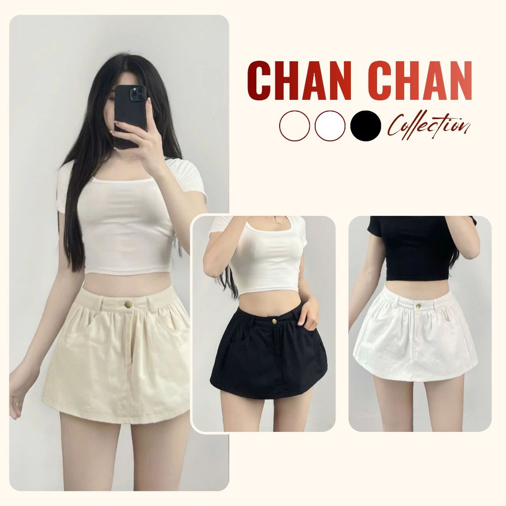 Chân Váy Kaki Nhún Tùng Cạp Cao BigSize ChanChan - Chân Váy Ngắn Dáng A Có Lót Trong Cao Cấp
