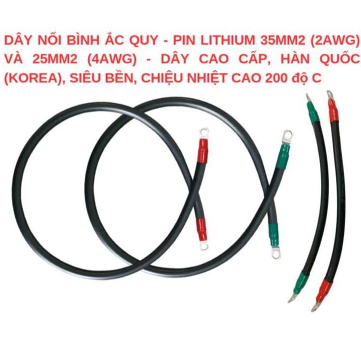 DÂY NỐI BÌNH ẮC QUY - PIN LITHIUM 35MM2 (2AWG), 25MM2 (4AWG) - DÂY CAO CẤP, HÀN QUỐC (KOREA)