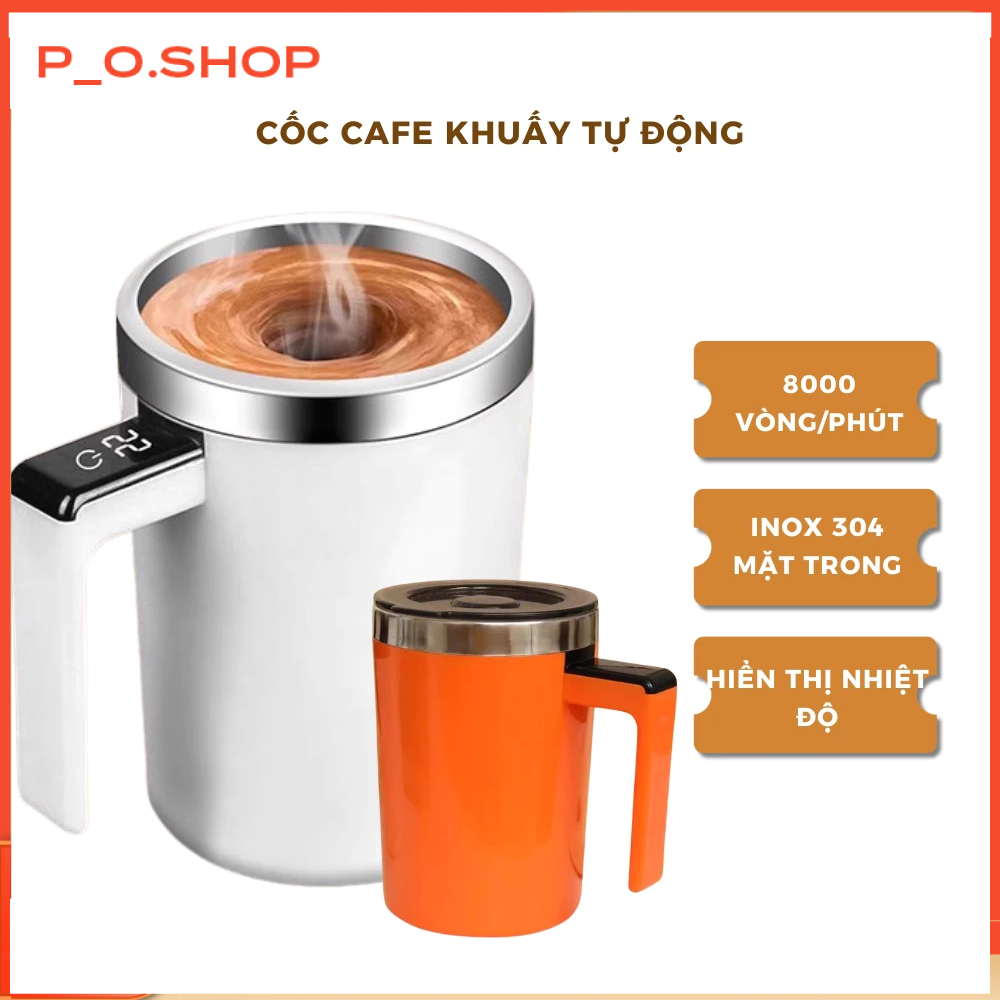 【🔥Rẻ】Cốc Tự Khuấy Thông Minh Inox 304 Ly Giữ Nhiệt Có Cảm Biến Hiển Thị Nhiệt Độ, Chống Tràn, Sạc Ty