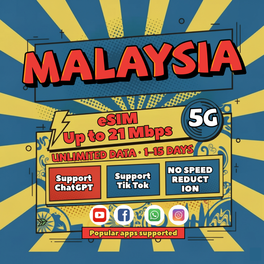 [Trong 5 ngày sử dụng] Malaysia esim 3-10 ngày 1GB/2GB/3GB dữ liệu vô hạn tốc độ cao dữ liệu du lịch