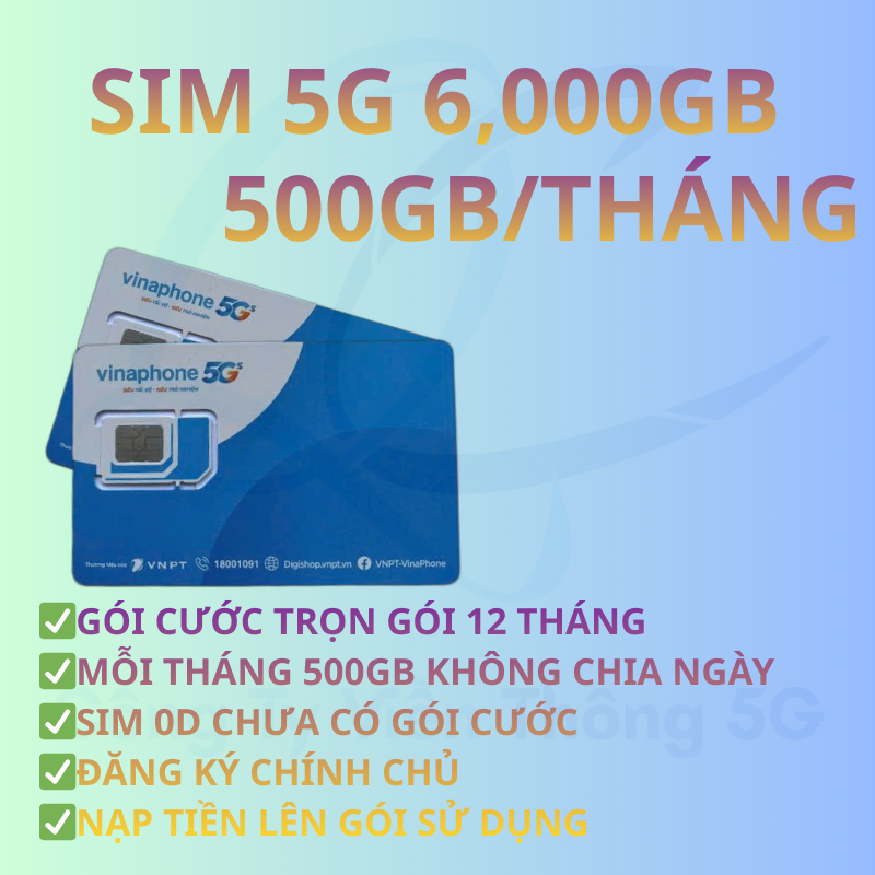 Sim vinaphone 6000GB trọn gói 12 tháng có hổ trợ nghe gọi sim 0d chưa có data sim chưa kích hoạt