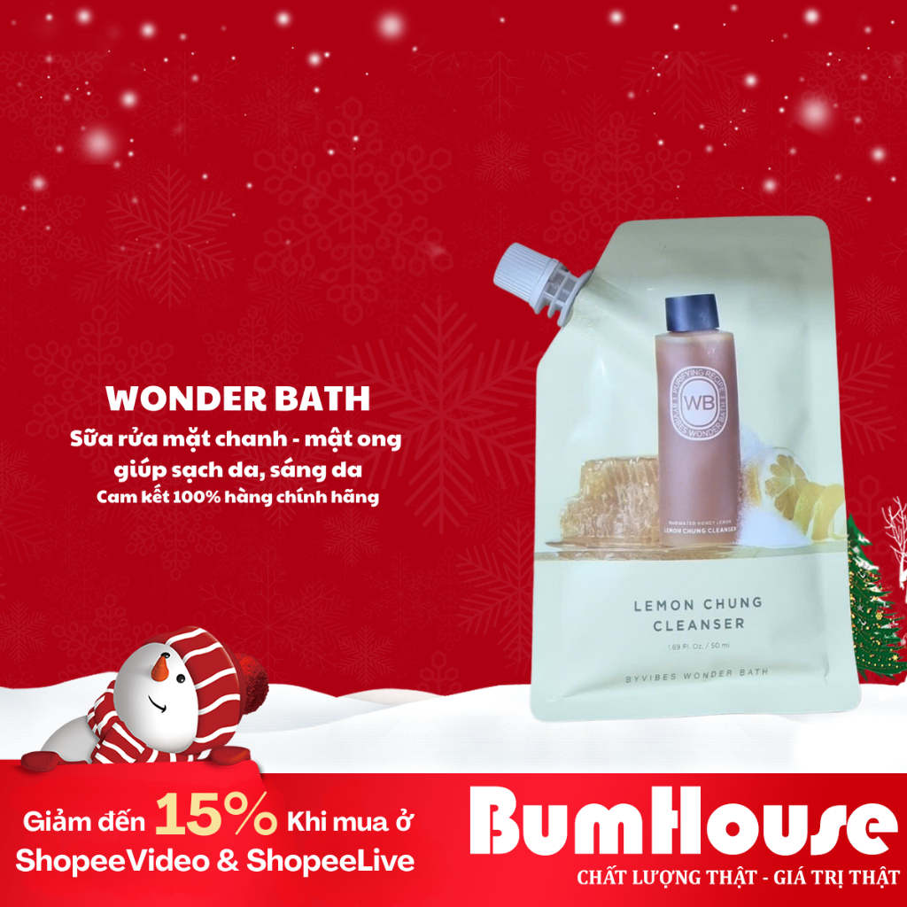 Túi Sữa Rửa Mặt Byvibes Wonder Bath Lemon Chung Cleanser 50ml