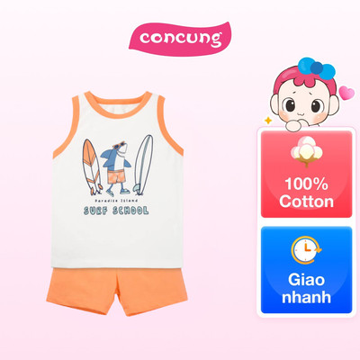 Bộ bé trai ngắn Animo Easy HN0725031 (4Y,Trắng-cam,TT02)
