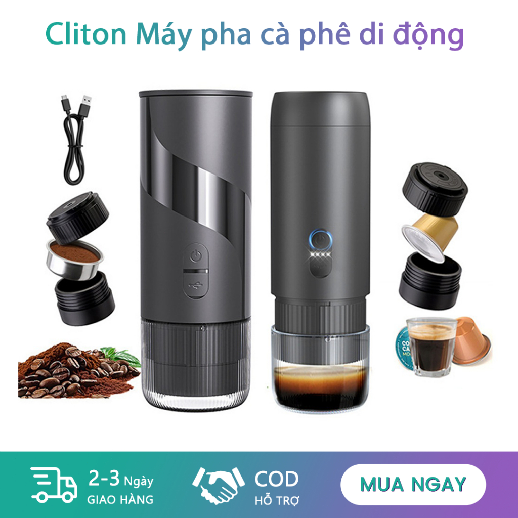 Cliton Máy pha cà phê espresso cầm tay  áp suất 20 bar, dễ vệ sinh, hỗ trợ pha cà phê bột/cà phê viên nén.