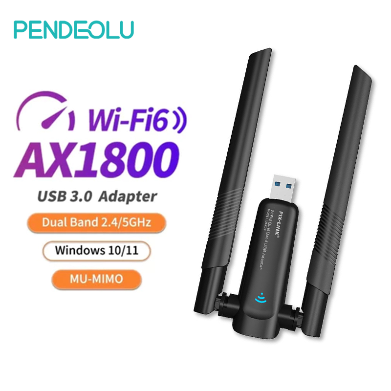 PENDEOLU Thiết bị Thu Wifi Mini USB 5GHz 1800M Dual Band Cho PC WIN 10 11-PIX-LINK 5GHzv AX1800 USB 