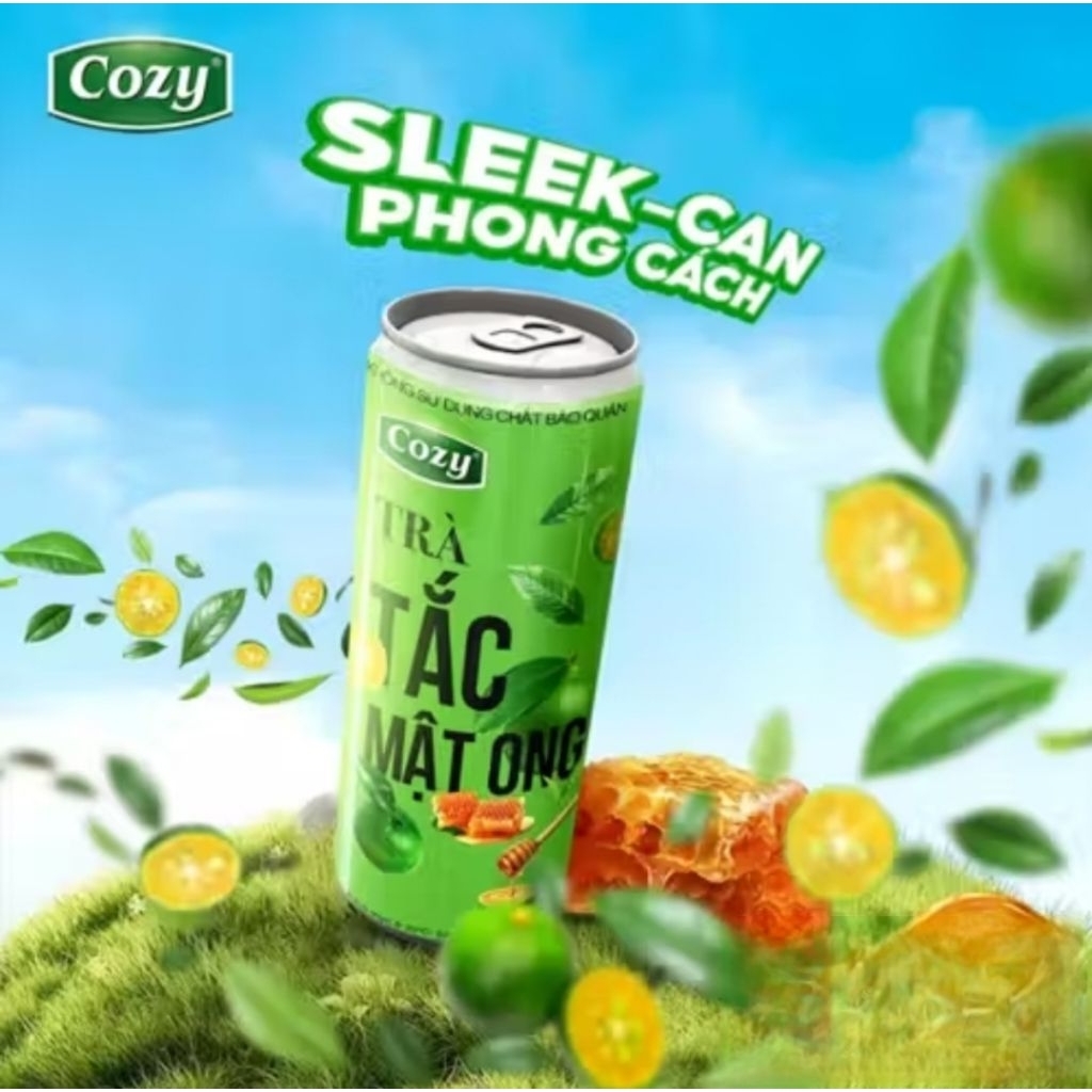 THÙNG 24 LON MIX VỊ TRÀ ĐÀO SẢ COZY +  TRÀ TẮC MẬT ONG COZY LON 320ML , TRÀ TRÁI CÂY COZY