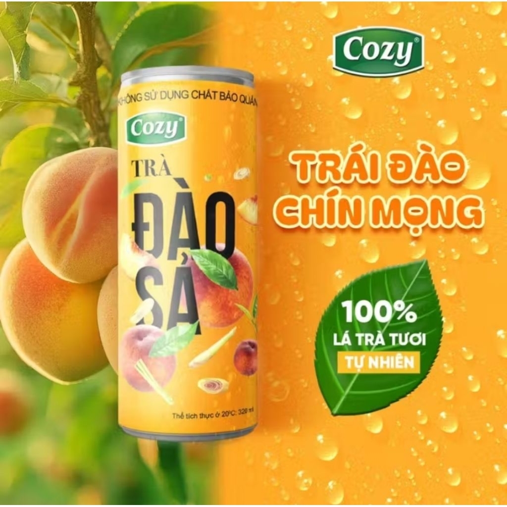 [ THÙNG 24 LON ] MIX VỊ TRÀ ĐÀO SẢ COZY +  TRÀ TẮC MẬT ONG COZY LON 320ML , TRÀ TRÁI CÂY COZY