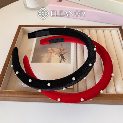 Băng đô cài tóc nữ Eleanor Accessories trơn phối ngọc trai nhân tạo phụ kiện tóc bờm tóc 11522