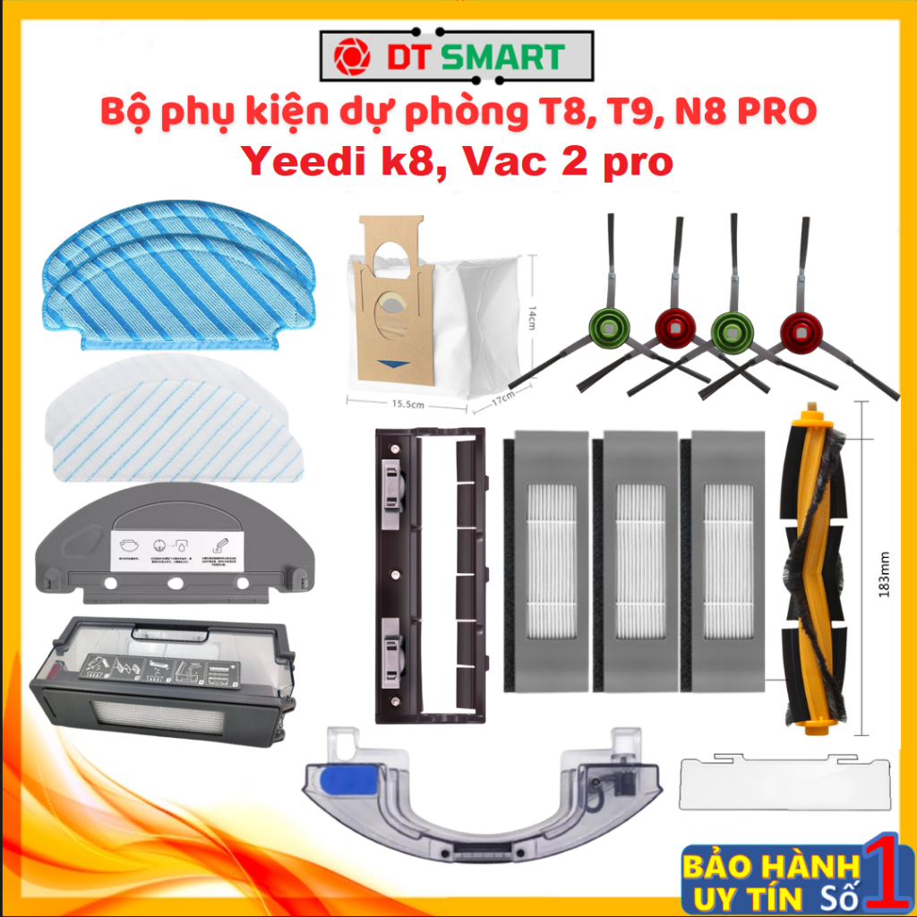 Bộ phụ kiện dự phòng robot hút bụi cho robot T8,T9, N8 Pro, yeedi k8, vac 2 pro,T8/T9 Max,Power,Aivi