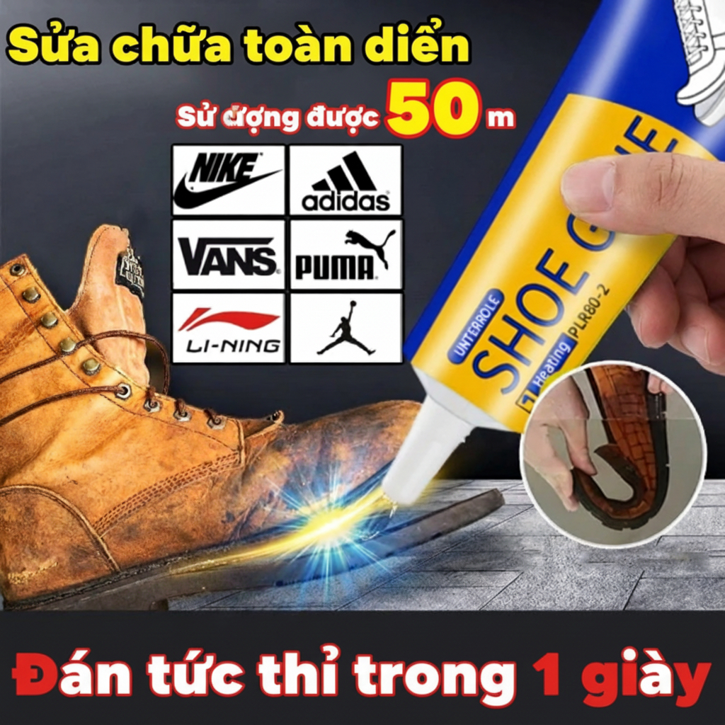 🏃Sửa một lần, dùng cả đời  Mua là có tặng🏃Keo dán giày siêu dính chống nước trong suốt 60ml, an toàn không độc hại