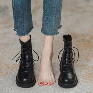 HÀNG SẴN Boots nữ da , bốt nữ ulzzang dây phong cách