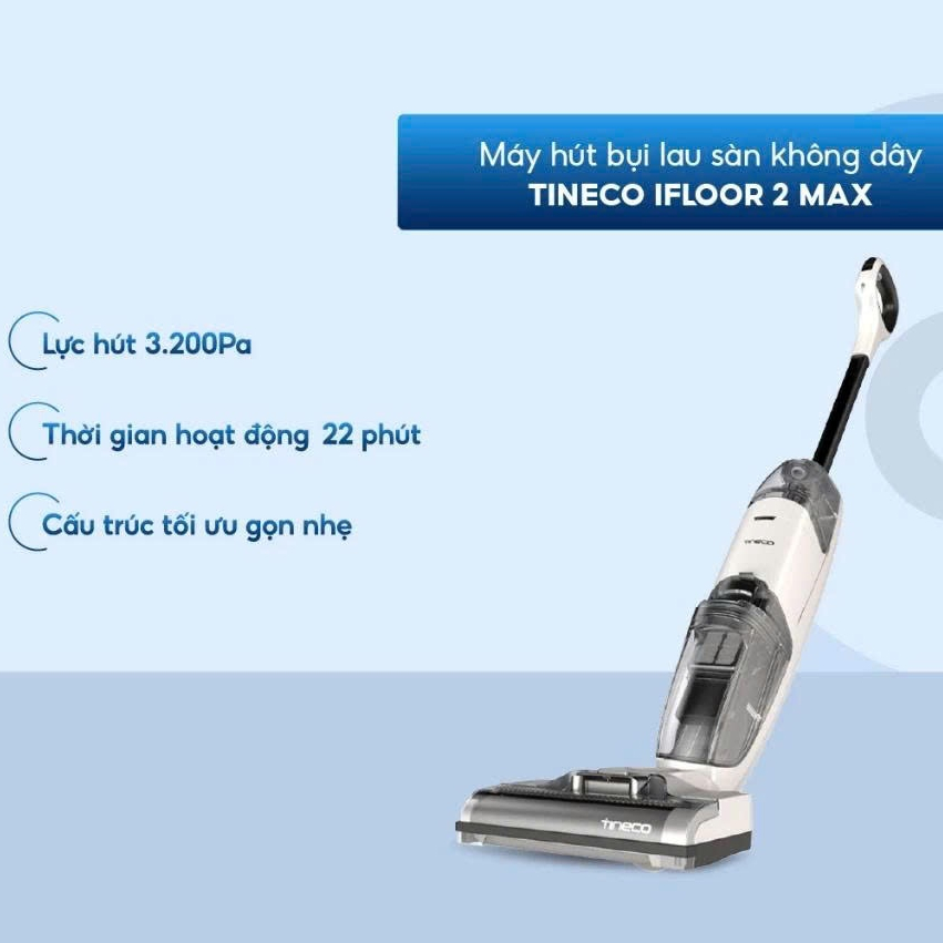 Máy hút bụi lau sàn không dây Tineco iFloor 2 Max - Tự động làm sạch con lăn